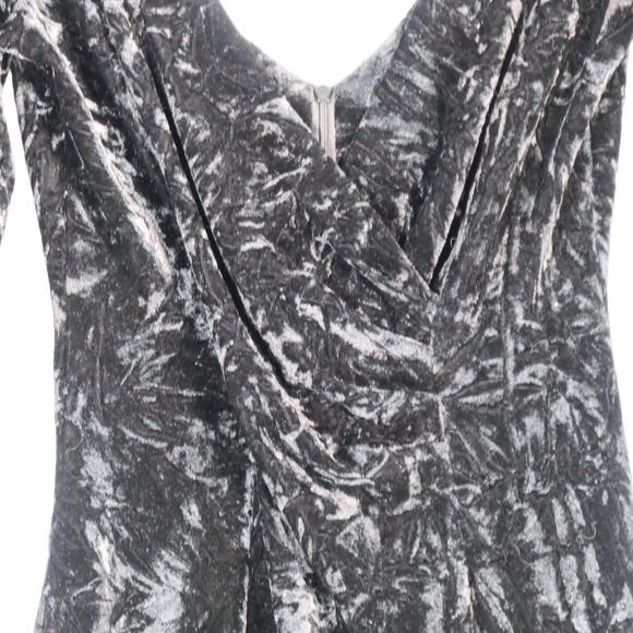 Boohoo Sweater Dress Womens Size 6 8 Black Textured Stretch Velvet Velour Ruched - Picture 3 of 11